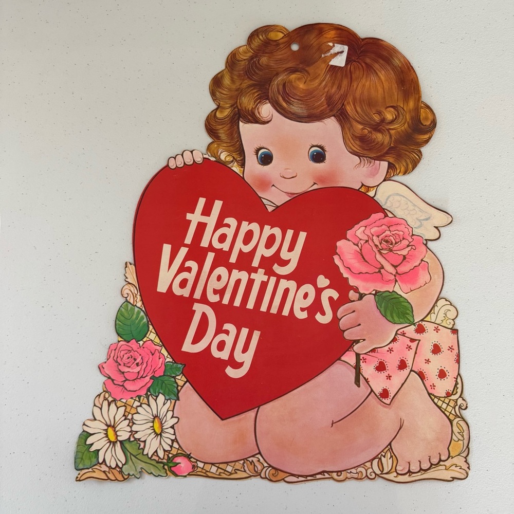 Vintage Valentine’s Day “Cupid with Valentine Heart” Paper Decor